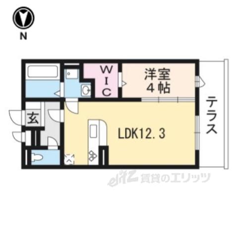 アリビオ向日町 A棟(1LDK/1階)の間取り写真
