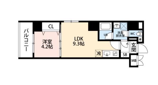 ウイング赤坂(1LDK/4階)の間取り写真
