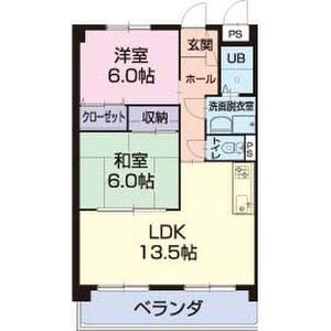 ラビアンローズ(2LDK/1階)の間取り写真