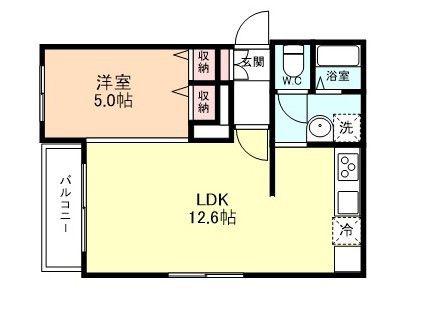 サンピア・ミシマ(1LDK/3階)の間取り写真