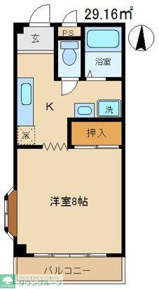ハイツ峰(1K/1階)の間取り写真