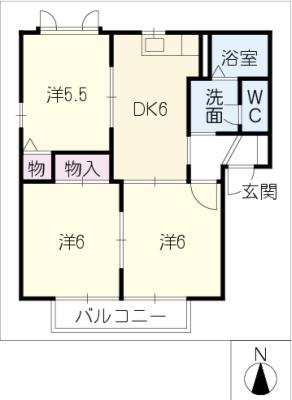 フレグランス音羽(3DK/1階)の間取り写真