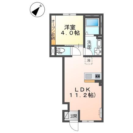 南国市小籠アパート(1LDK/1階)の間取り写真
