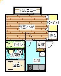 M・Oハウス谷地(1DK/1階)の間取り写真