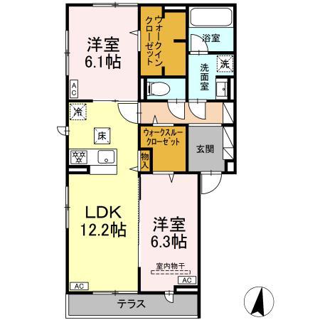 クラスペディア(2LDK/1階)の間取り写真