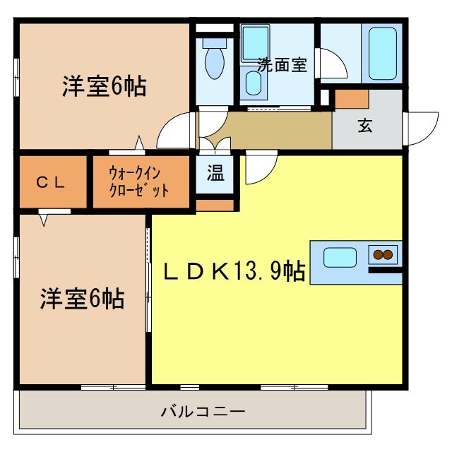 トゥールブランシュM&MII(2LDK/3階)の間取り写真