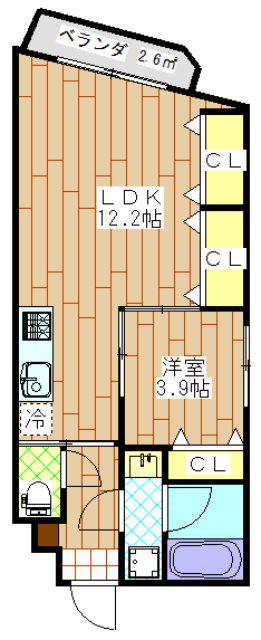 グリシーヌ千葉(1LDK/4階)の間取り写真