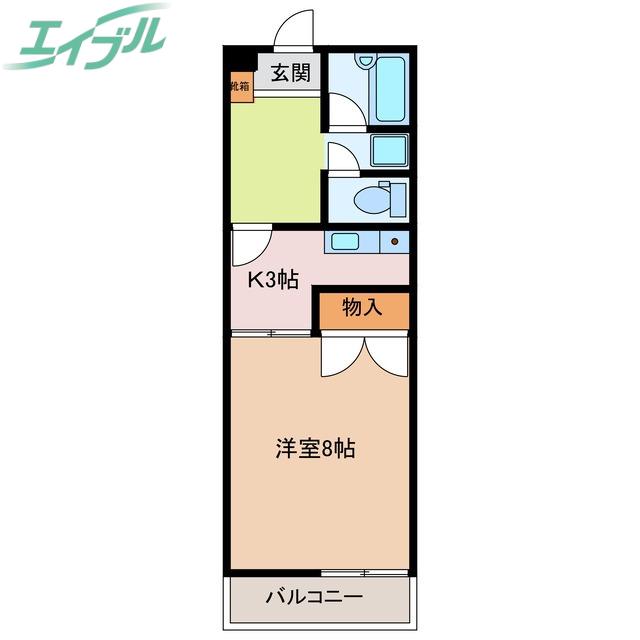 ハイマンション日永西 B棟(1K/2階)の間取り写真