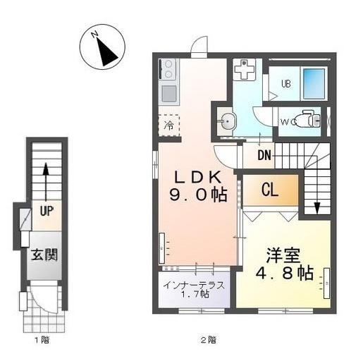 大曽根原町アパート(1LDK/2階)の間取り写真