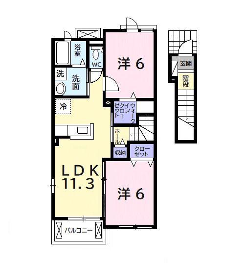 アルモニーII(2LDK/2階)の間取り写真