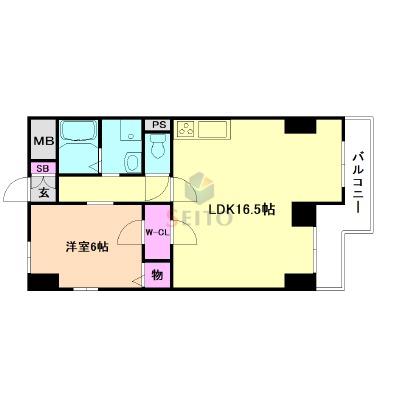 飛鳥壱番館(1LDK/3階)の間取り写真