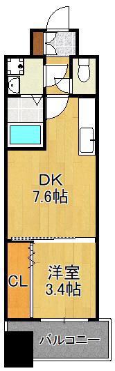 ギャラン竪町NEO(1DK/17階)の間取り写真