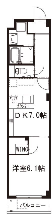 志幸70RUFURAN(1DK/2階)の間取り写真
