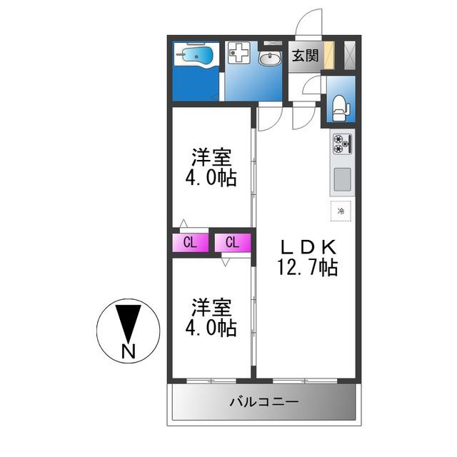 TIO GRACE(2LDK/3階)の間取り写真