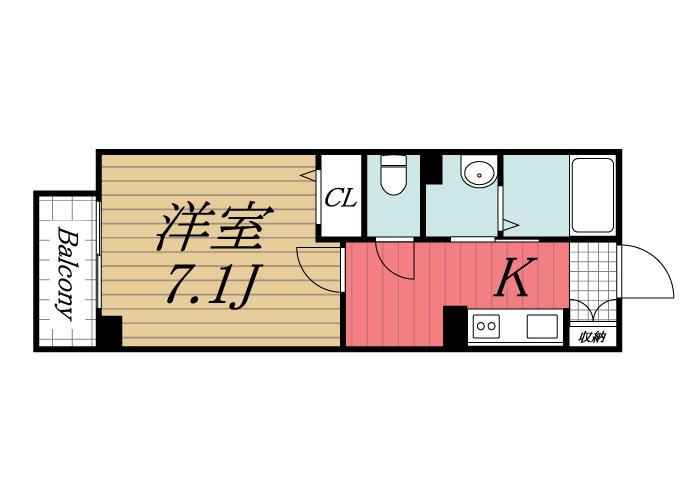 アビタシオン III/八幡(1K/1階)の間取り写真