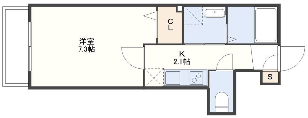 521岡町(1K/2階)の間取り写真