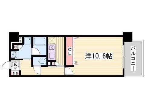 KAISEI新神戸(1K/6階)の間取り写真