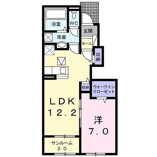 カーサ デ アンジェラ(1LDK/1階)の間取り写真