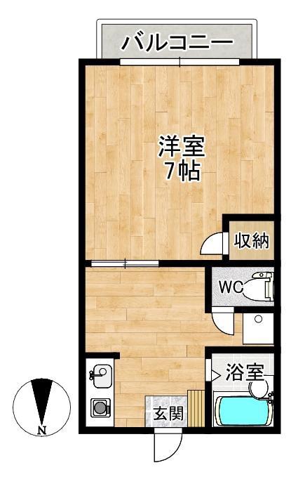 セジュールK(1K/2階)の間取り写真
