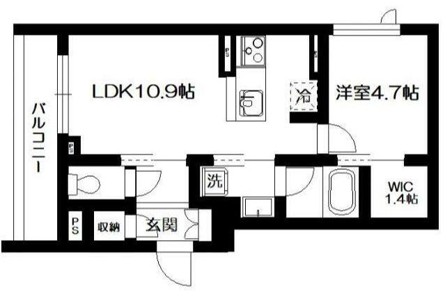 ヴィラデルソル(1LDK/4階)の間取り写真