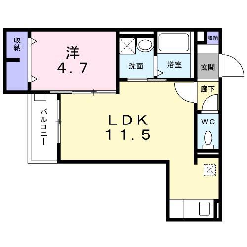 ALEGRIA藤井寺(1LDK/1階)の間取り写真