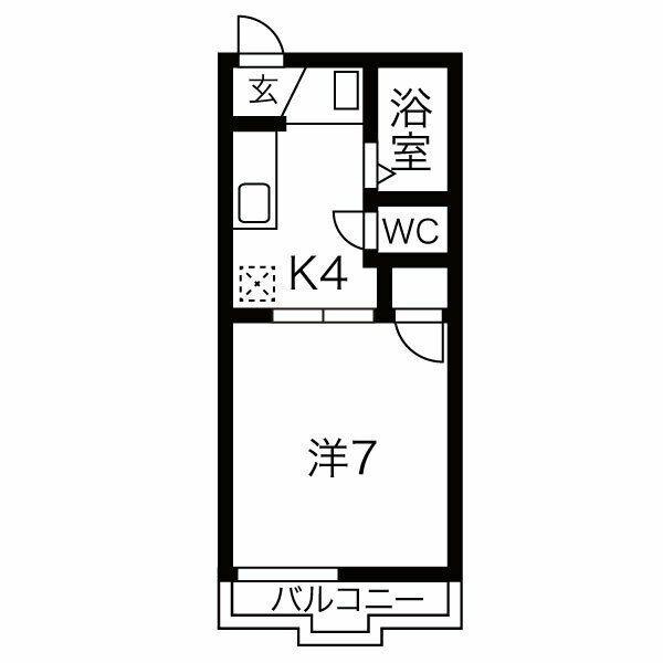 高蔵寺ハイム(1K/1階)の間取り写真