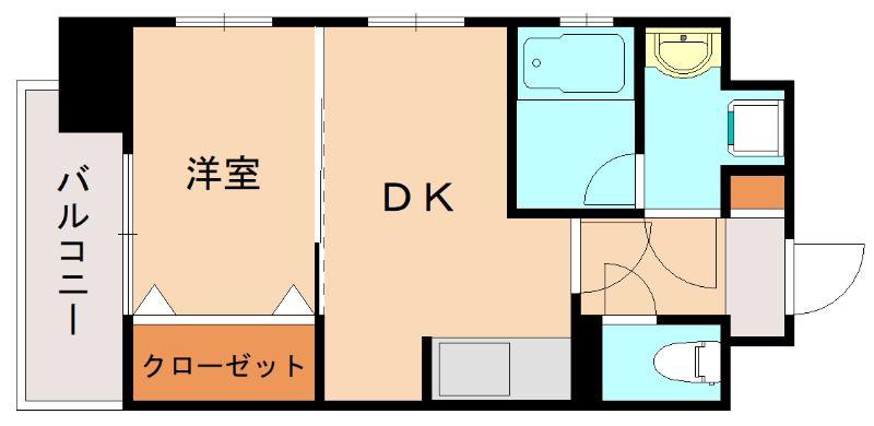 ルネッサンス21小倉東(1DK/8階)の間取り写真