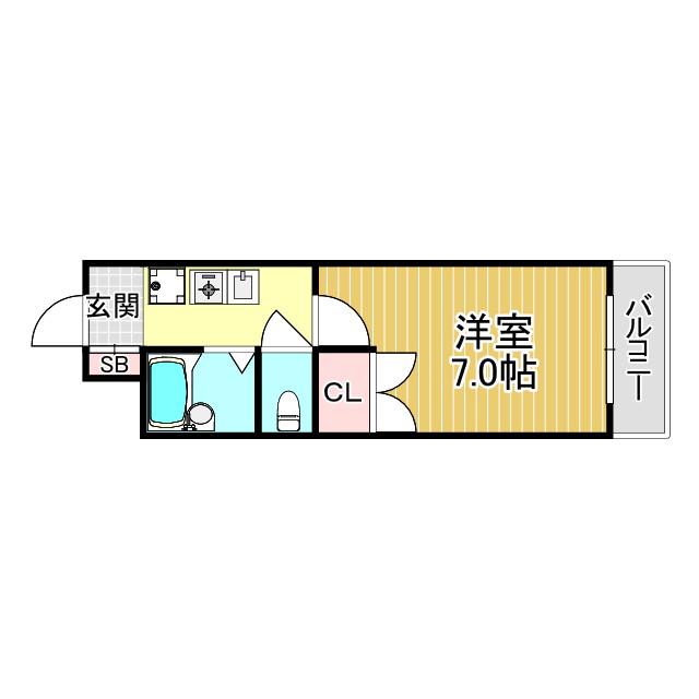 ソレイユ西宮(1K/2階)の間取り写真