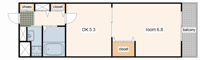 セルジュYS姫路(1DK/4階)の間取り写真