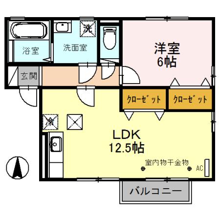 リビングタウン文京 B(1LDK/1階)の間取り写真