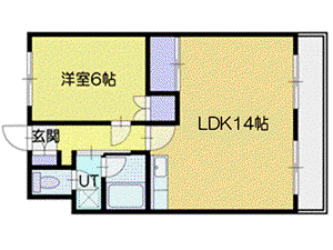 ベルトピア千歳8(1LDK/1階)の間取り写真