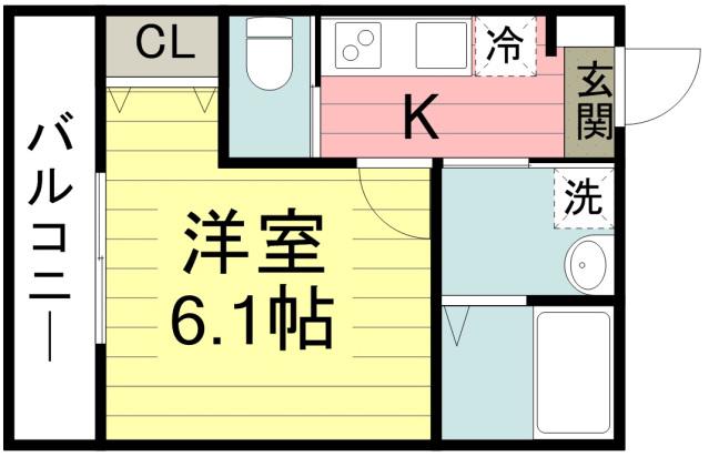 キャメル川越南通町(1K/2階)の間取り写真