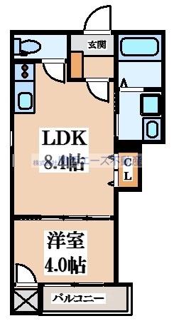 DOAHN長瀬(1LDK/1階)の間取り写真