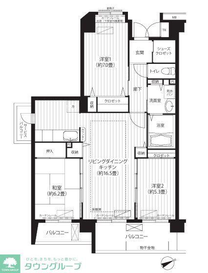 コーポレート東戸塚(3LDK/5階)の間取り写真