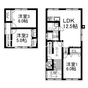 川沿1-6(3LDK/1階)の間取り写真