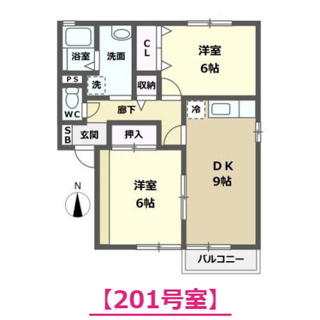 グランディールFI(2DK/2階)の間取り写真