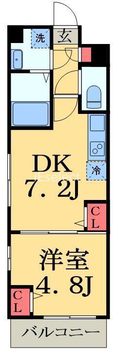 テリアズ港町(1DK/5階)の間取り写真