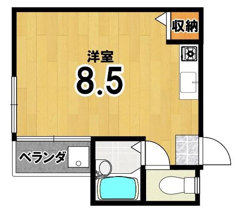サンモール(ワンルーム/2階)の間取り写真