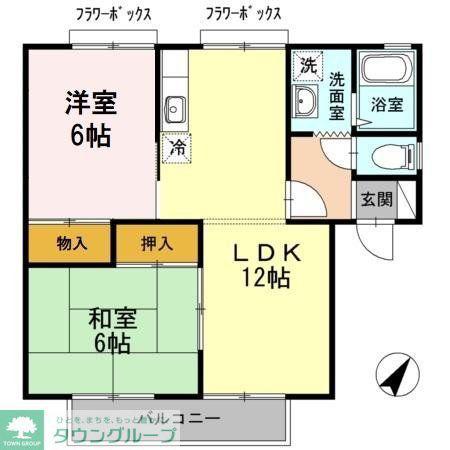 セジュール南片江A(2LDK/2階)の間取り写真