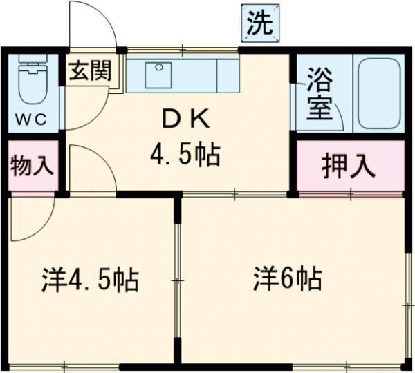 INOUEアパートメント(2DK/2階)の間取り写真
