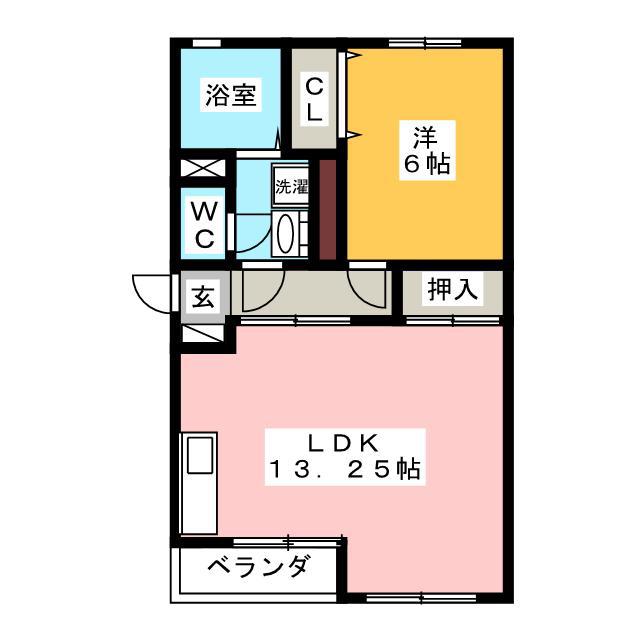 MハイツII(1LDK/2階)の間取り写真