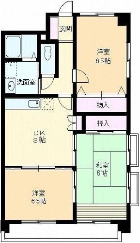 ウェルス周布(3DK/5階)の間取り写真