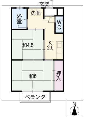 アパートYMD(2K/3階)の間取り写真