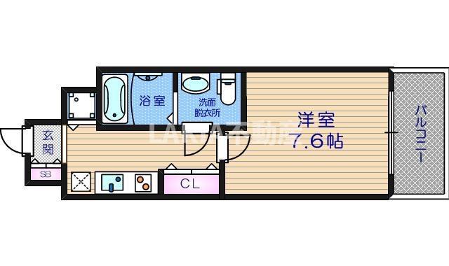 アドバンス上町台グレイス(1K/12階)の間取り写真