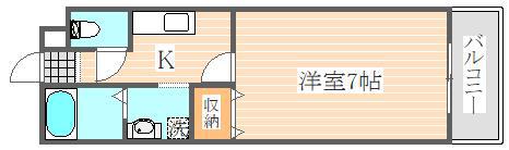 エーレガート博多駅(1K/2階)の間取り写真