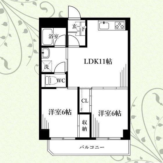 プルミエル千歳(2LDK/3階)の間取り写真