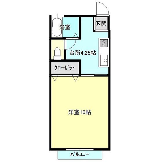 フラットK(1K/2階)の間取り写真