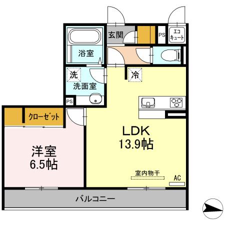 シェルーカルム(1LDK/3階)の間取り写真