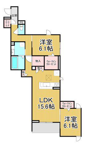 NIGAWA RESIDENCE2(2LDK/1階)の間取り写真