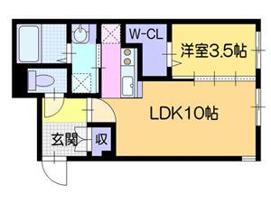 ノーブル平岸(1LDK/2階)の間取り写真
